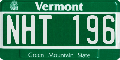 VT license plate NHT196