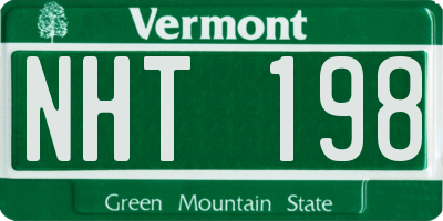 VT license plate NHT198
