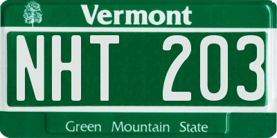 VT license plate NHT203
