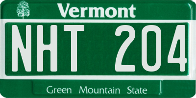 VT license plate NHT204