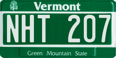 VT license plate NHT207