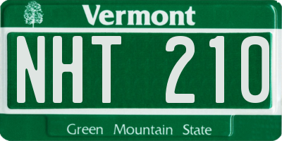 VT license plate NHT210