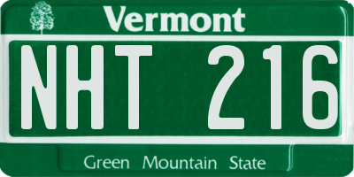 VT license plate NHT216