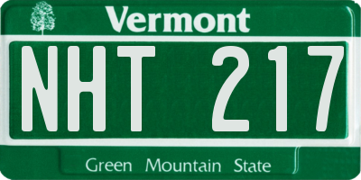 VT license plate NHT217