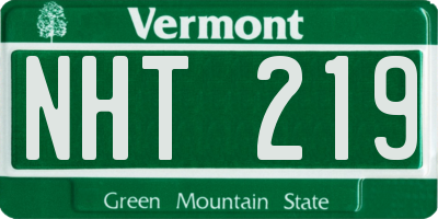VT license plate NHT219
