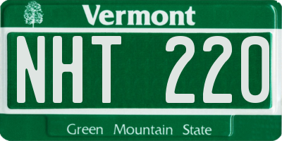 VT license plate NHT220