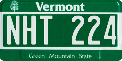 VT license plate NHT224