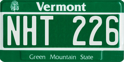 VT license plate NHT226