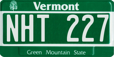 VT license plate NHT227