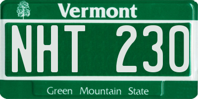 VT license plate NHT230