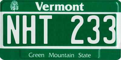 VT license plate NHT233