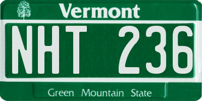VT license plate NHT236