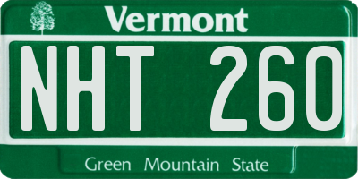 VT license plate NHT260