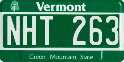 VT license plate NHT263