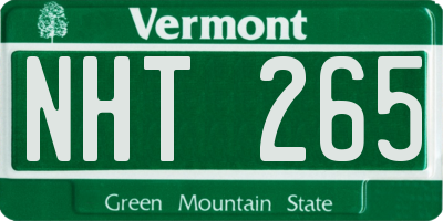 VT license plate NHT265