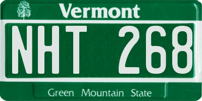 VT license plate NHT268