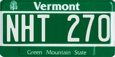 VT license plate NHT270
