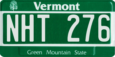 VT license plate NHT276