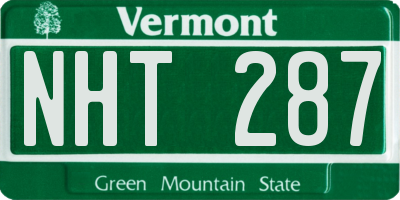 VT license plate NHT287