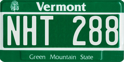 VT license plate NHT288