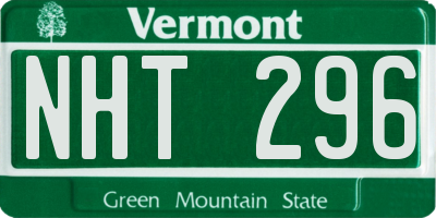 VT license plate NHT296