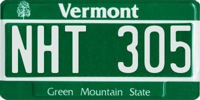 VT license plate NHT305