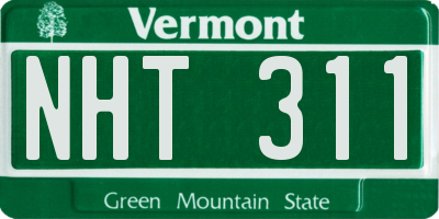 VT license plate NHT311