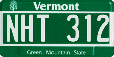 VT license plate NHT312
