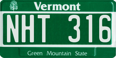 VT license plate NHT316