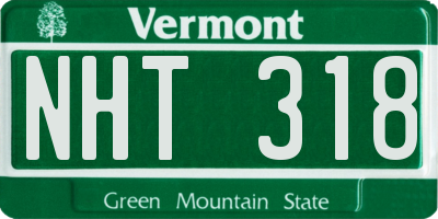 VT license plate NHT318