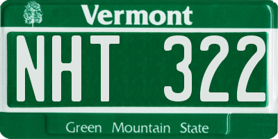VT license plate NHT322
