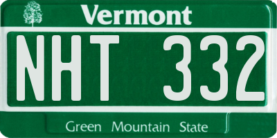 VT license plate NHT332