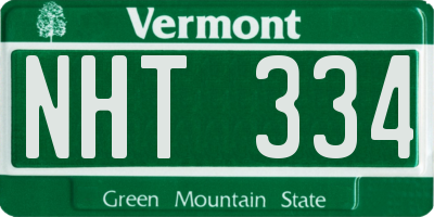 VT license plate NHT334