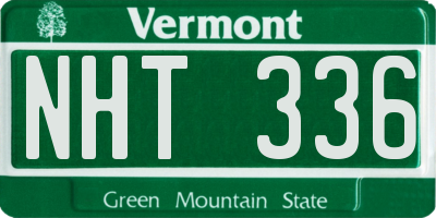 VT license plate NHT336