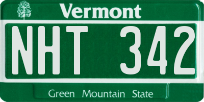 VT license plate NHT342