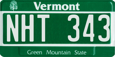 VT license plate NHT343