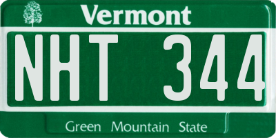 VT license plate NHT344