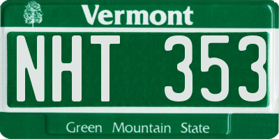 VT license plate NHT353
