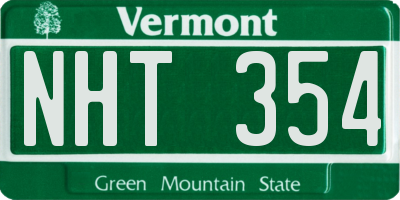 VT license plate NHT354