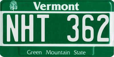 VT license plate NHT362