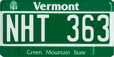VT license plate NHT363