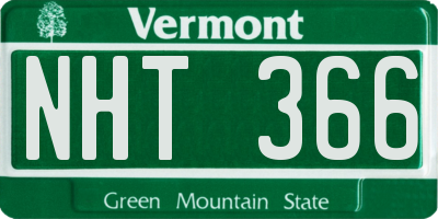 VT license plate NHT366