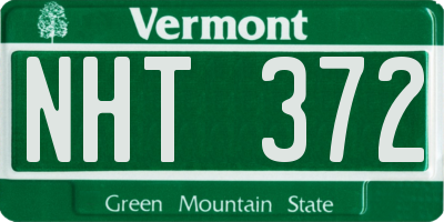 VT license plate NHT372