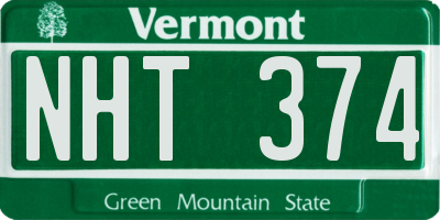 VT license plate NHT374