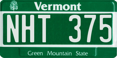 VT license plate NHT375