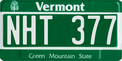 VT license plate NHT377
