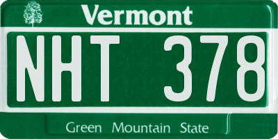 VT license plate NHT378