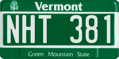 VT license plate NHT381