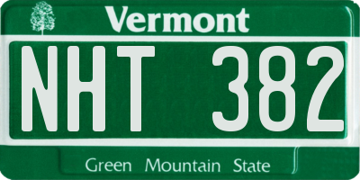 VT license plate NHT382