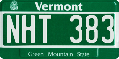 VT license plate NHT383